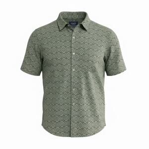 CHAPS Patterned Button‑Up Shirt XL Men’s Short Sleeve Cotton Casual Size XL